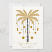 Deck the Palms Golden Palm Tree Ornament Kerst Feestdagenkaart (Voorkant)
