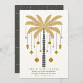 Deck the Palms Golden Palm Tree Ornament Kerst Feestdagenkaart (Voorkant / Achterkant)