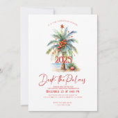 Deck The Palms Tropical Christmas Party Invitation (Devant)