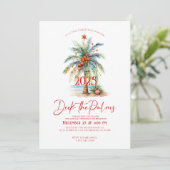 Deck The Palms Tropical Christmas Party Invitation (Debout devant)