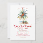 Deck The Palms Tropical Christmas Party Invitation (Devant)