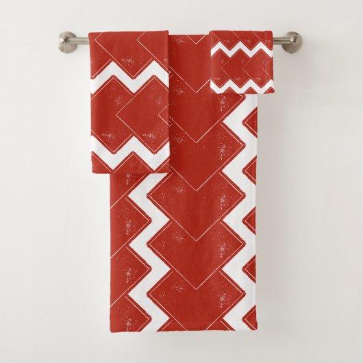 Deck van Rode Pleinen Bad Handdoek (Insitu)