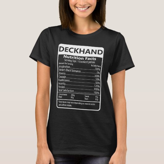 Deckhand Nutrition Facts Sarcastic Graphic T-shirt (Voorkant)