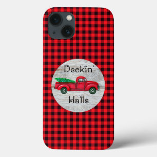 Deckin Halls Red Kersttruck iPhone 13 Hoesje