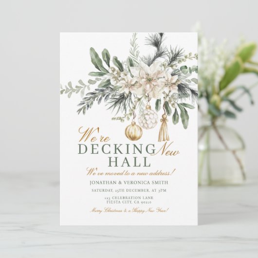 Decking New Halls Holiday Christmas Housewarming Kaart (Staand voorkant)