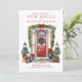 Decking New Halls Photo Christmas Feestdagenkaart (Staand voorkant)