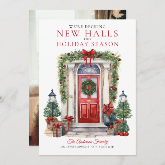 Decking New Halls Photo Christmas Feestdagenkaart (Voorkant / Achterkant)