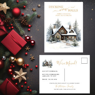 Decking Nieuwe Zalen Rustiek Nieuwe Huis Kerstmis Aankondigingskaart