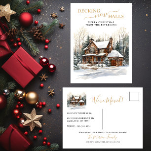 Decking Nieuwe Zalen Rustiek Nieuwe Huis Kerstmis Aankondigingskaart