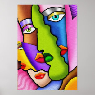 Deco Abstract mooi faces Poster
