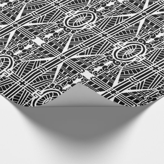 Deco Architecture Pattern, Black and White Cadeaupapier (Hoek)
