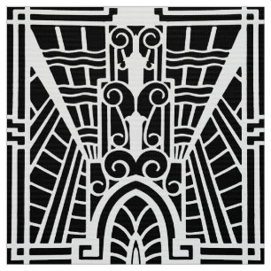 Deco Architecture Pattern, Black and White Stof