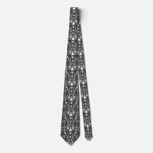 Deco Architecture Pattern, Black and White Stropdas (Voorkant)