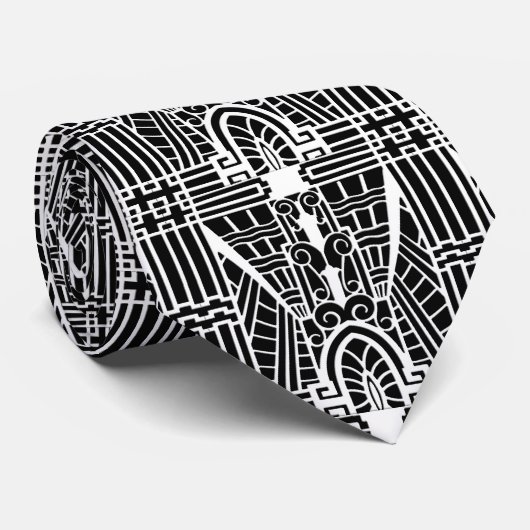 Deco Architecture Pattern, Black and White Stropdas (Opgerold)