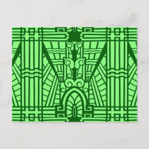 Deco Architecture Pattern, Light Jade Green Briefkaart