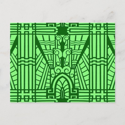 Deco Architecture Pattern, Light Jade Green Briefkaart (Voorkant)