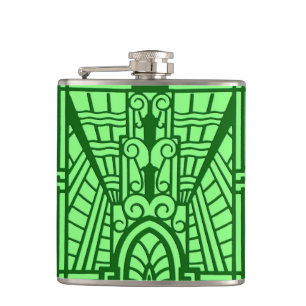 Deco Architecture Pattern, Light Jade Green Heupfles