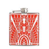 Deco Architecture Pattern, Mandarijns Oranje Heupfles (Voorkant)