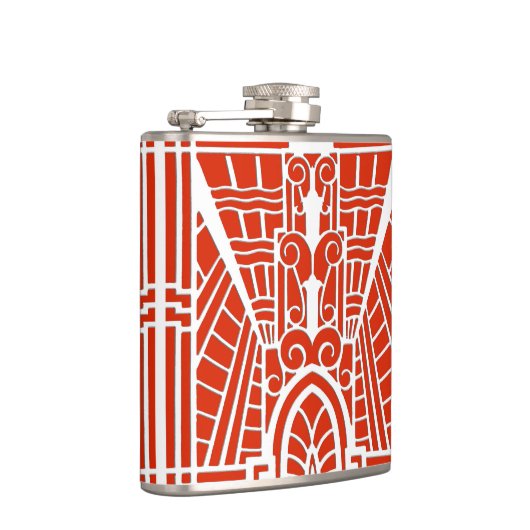 Deco Architecture Pattern, Mandarijns Oranje Heupfles (Rechts)