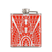 Deco Architecture Pattern, Mandarijns Oranje Heupfles (Achterkant)