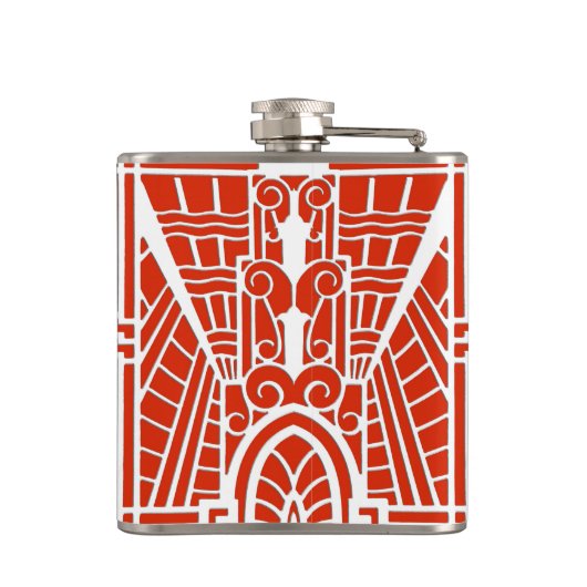 Deco Architecture Pattern, Mandarijns Oranje Heupfles (Achterkant)