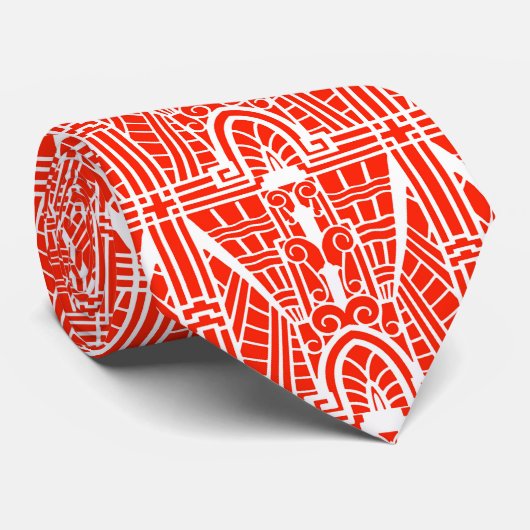 Deco Architecture Pattern, Mandarijns Oranje Stropdas (Opgerold)