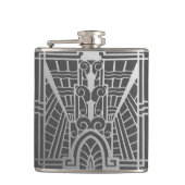 Deco Architecture Pattern, Silver Grey / Grey Heupfles (Voorkant)