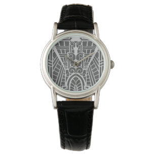 Deco Architecture Pattern, Silver Grey / Grey Horloge