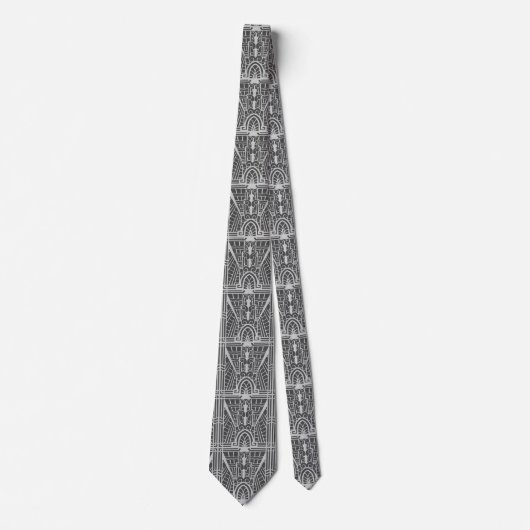 Deco Architecture Pattern, Silver Grey / Grey Stropdas (Voorkant)