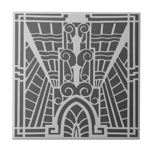 Deco Architecture Pattern, Silver Grey / Grey Tegeltje (Voorkant)