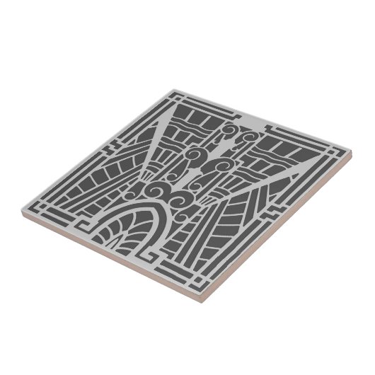 Deco Architecture Pattern, Silver Grey / Grey Tegeltje (Zijkant)