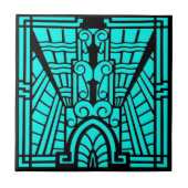Deco Architecture Pattern, Turquoise en Black Tegeltje (Voorkant)