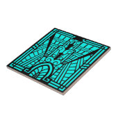 Deco Architecture Pattern, Turquoise en Black Tegeltje (Zijkant)