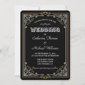  Deco Art Elegant Black White Gold Wedding Kaart (Voorkant)