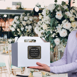  Deco Art Elegant Black White Gold Wedding Vierkante Sticker