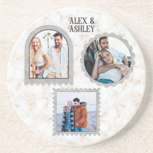 Deco Art Modern Gepersonaliseerd Fotonaam Zandsteen Onderzetter