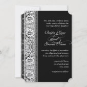 Deco Black Damask Wedding Invitations Kaart (Voorkant)