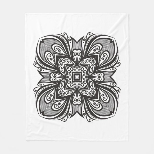 Deco Black Square geïnspireerd Fleece Deken (Voorkant)