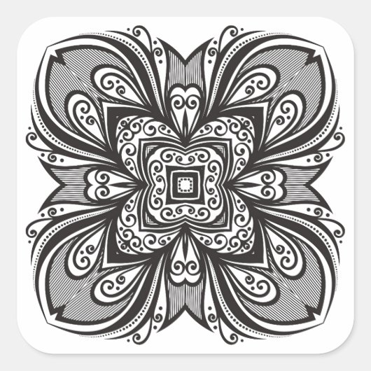 Deco Black Square geïnspireerd Vierkante Sticker (Voorkant)