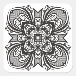Deco Black Square geïnspireerd Vierkante Sticker