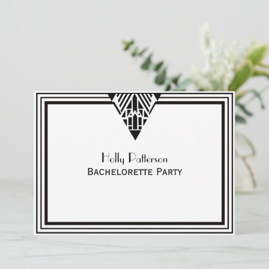  deco Blk Wht Lijst #1 H Bachelorette Kaart (Staand voorkant)