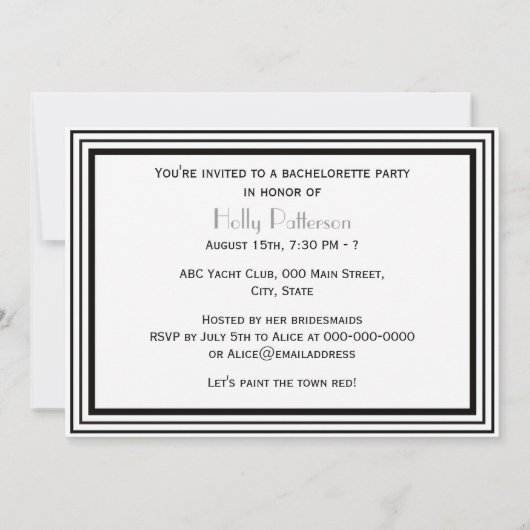  deco Blk Wht Lijst #1 H Bachelorette Kaart (Achterkant)