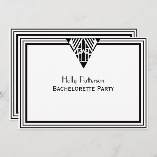  deco Blk Wht Lijst #1 H Bachelorette Kaart (Voorkant / Achterkant)