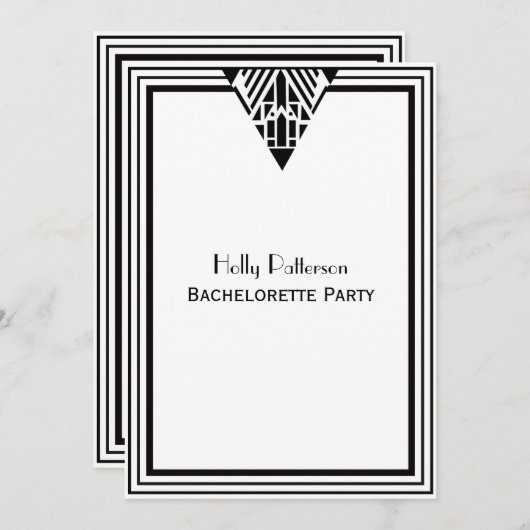  deco Blk Wht Lijst #1 V Bachelorette Kaart (Voorkant / Achterkant)