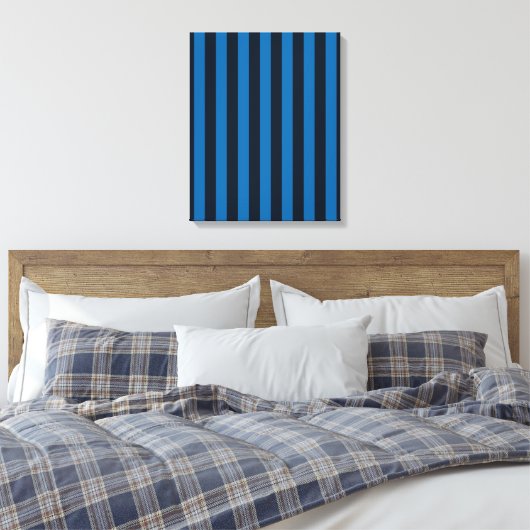 Deco Blue Vertical Stripes Canvas Afdruk (Insitu (Slaapkamer))