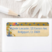 Deco bluebird bloeit retourneert adreslabels etiket (Insitu)