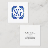 Deco Box - Initialen - Navy Blue Vierkante Visitekaartje (Voorkant / Achterkant)