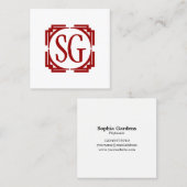 Deco Box - Initialen - Ruby Red Vierkante Visitekaartje (Voorkant / Achterkant)