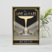 Deco Champagne Save The Date Uitnodiging (Staand voorkant)