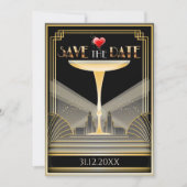 Deco Champagne Save The Date Uitnodiging (Voorkant)